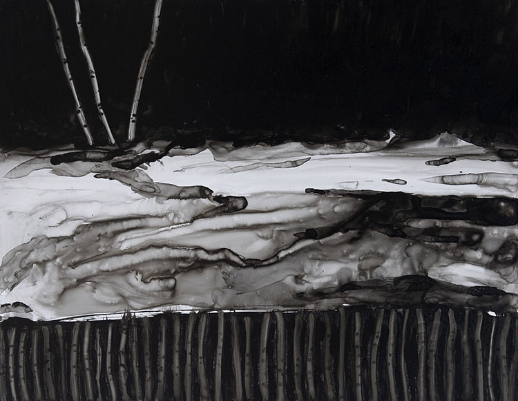 Tranquil, ink on Yupo paper, 11"x14"