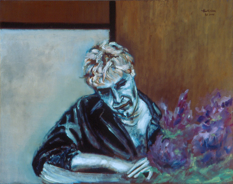 Young Man, Book and Flower, oil on canvas, 22"x28"